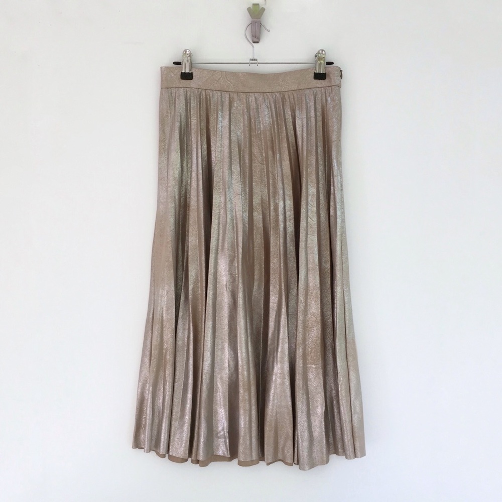 zara finely pleated metallic midi skirt - Picture 4 of 8